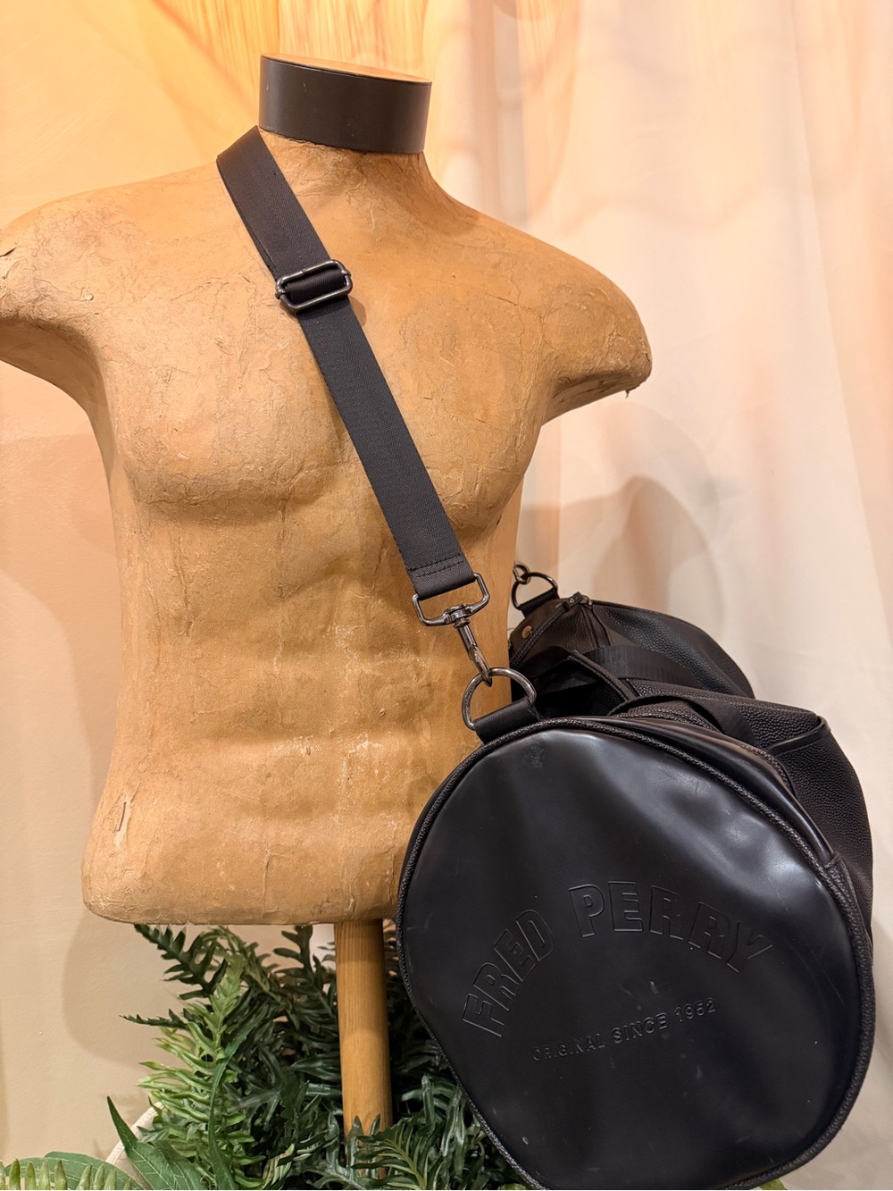Fred Perry Black Round Belt Bag with Adjustable Strap
